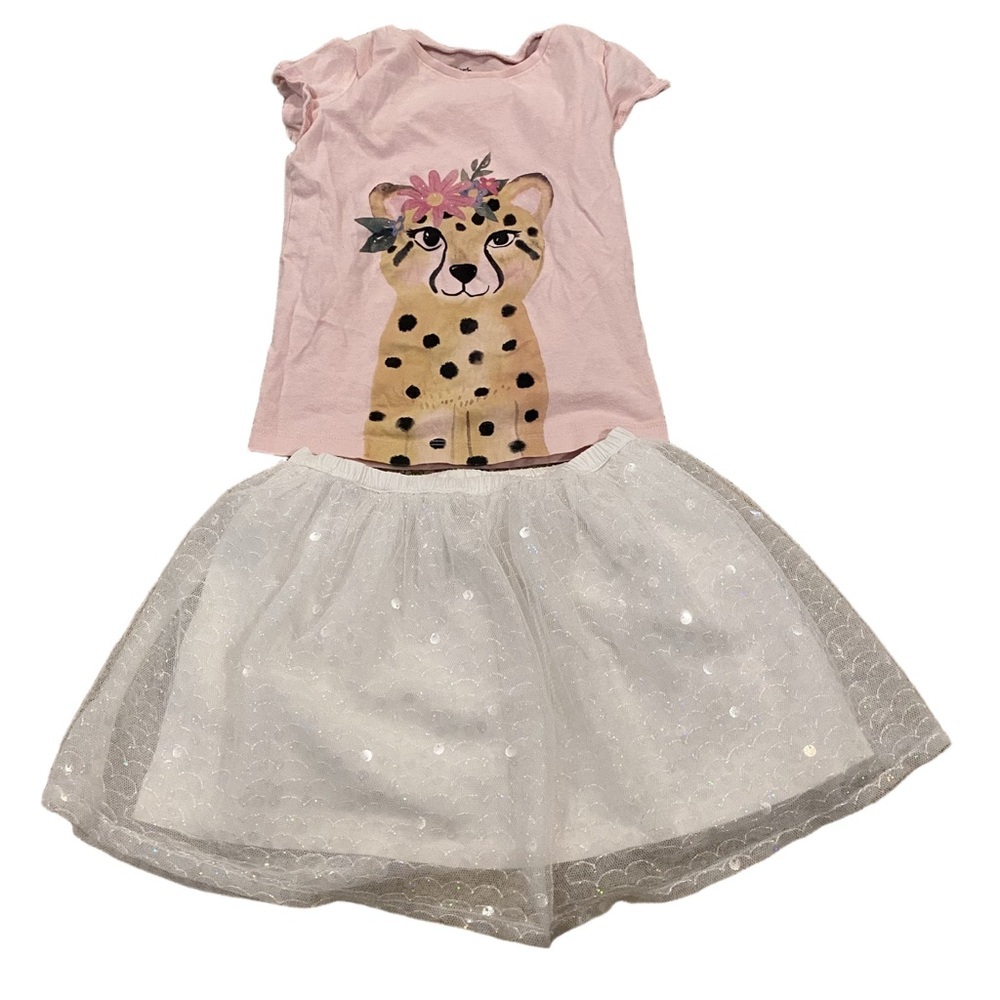 4/$20 Girls 4T Clothing Lot Summer Tulle Skirt T Shirt Top Cheetah Bundle 🛑